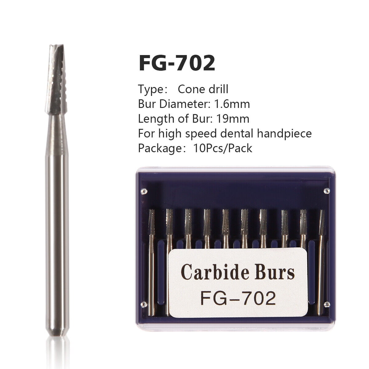 Dental Carbide Burs FG 702 Pear For High Speed Handpiece 10 Per dental-carbide-burs-fg-702-pear-for-high-speed-handpiece-10-per