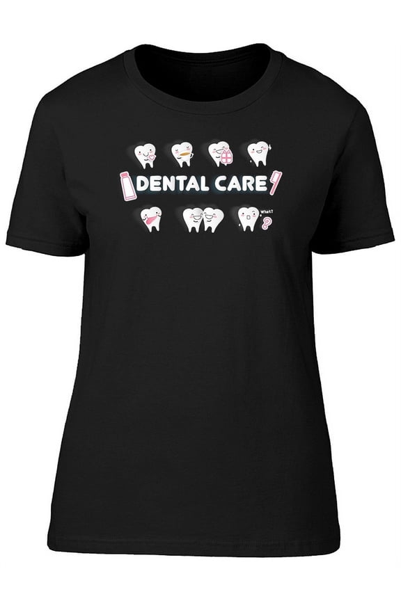 Dental Care, Cute Teeth T-Shirt Women -Image by Shutterstock, Female Large