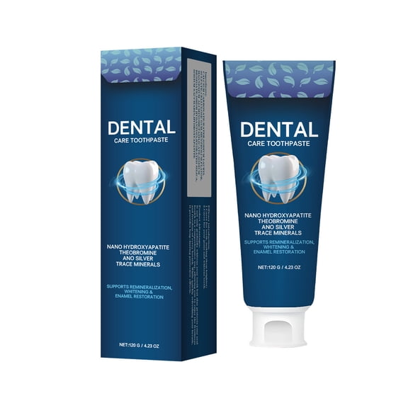 Dental Care Gentle Formula Toothpaste with Nano Hydroxyapatite, Theobromine, Ano Silver & Trace Minerals, Smooth Paste Texture, Portable Tube for Daily & On-the-Go Oral Care Use