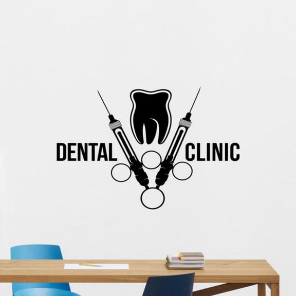 Dental Clinic Wall Decal Dentist Office Teeth Smile Sign Logotype Vinyl Wall Sticker Dentist Gift Dental Office Wall Decor 63x42cm