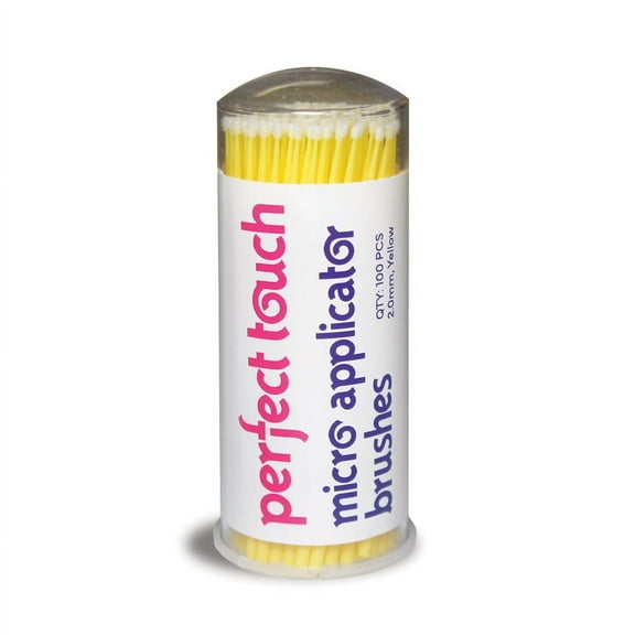 Dental Creations Perfect Touch Micro Applicator Brushes - Yellow - Regular 2.0mm- 4 Tubes of 100