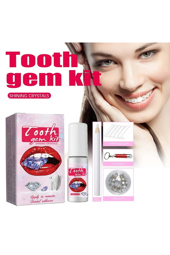 Dental Crystal Jewelry Starter Kit with UV Lamp - 20 Piece Tooth Gem Set Including Bonding Resin Applicator Tools Home DIY Accessories