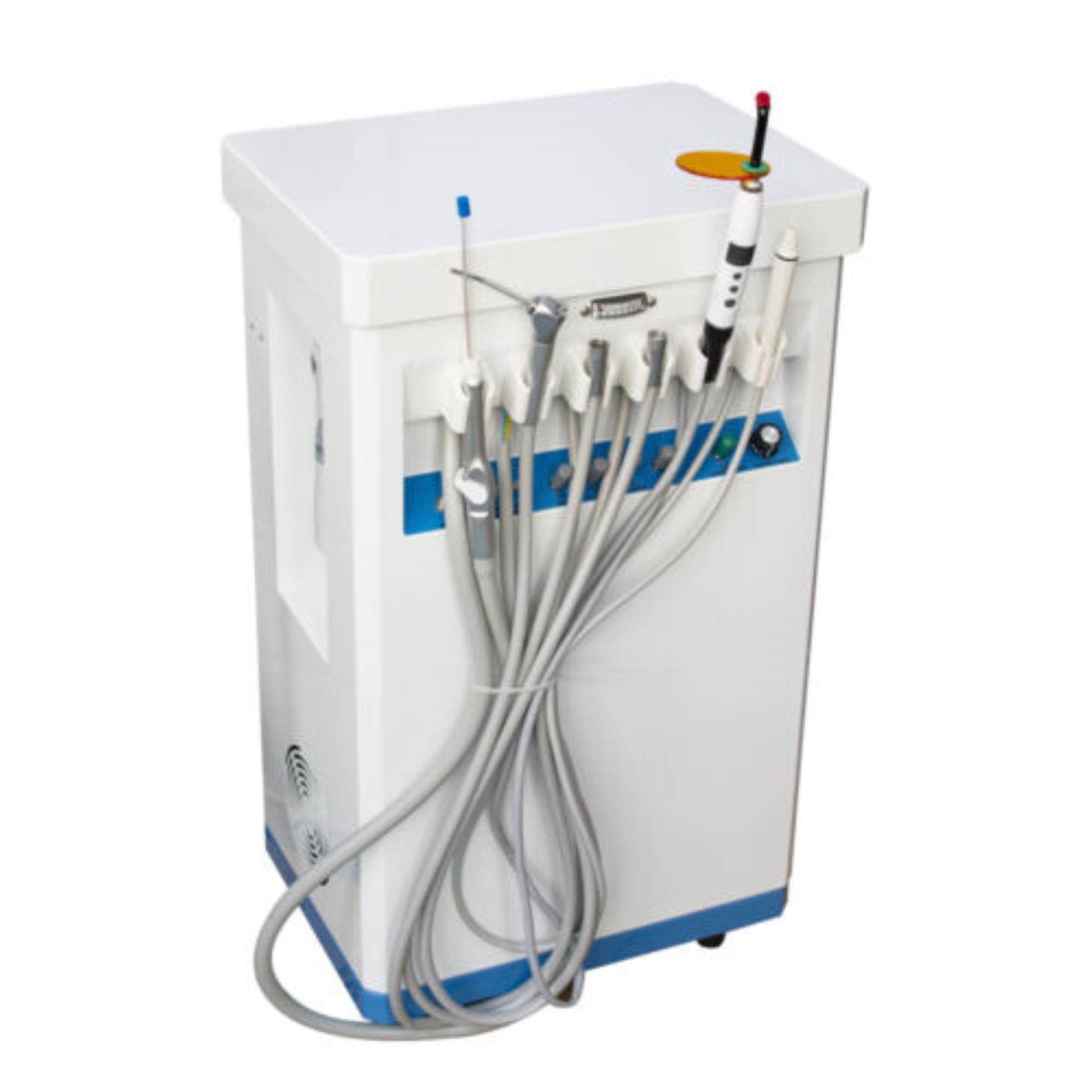Dental Delivery Unit Cart with Air Compressor, Suction, Curing Light, and Turbine 4 Hole