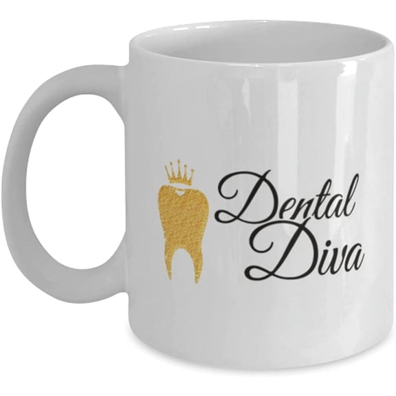 Dental Diva Mug Dentist Assistant Hygienist Funny Gag Pun Clever Coffee Tea Cup