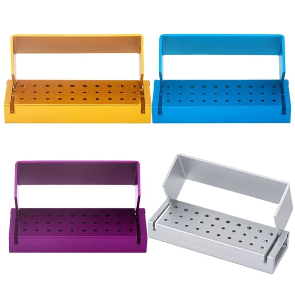 Dental Drill Bit Storage Box, 30 Holes, High-Speed & Low-Speed, Aluminum Alloy, Multiple Colors, Compact Design for Dental Office Tools