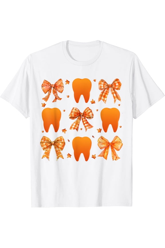 Dental Fall Thanksgiving Dental Assistant Coquette Teeth T-Shirt