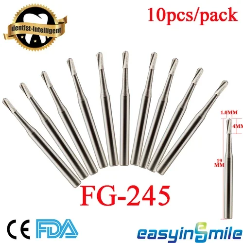 Dental Fg 245 Friction Grip Burs Pear Shaped High Speed Tungsten Steel Bur Drill