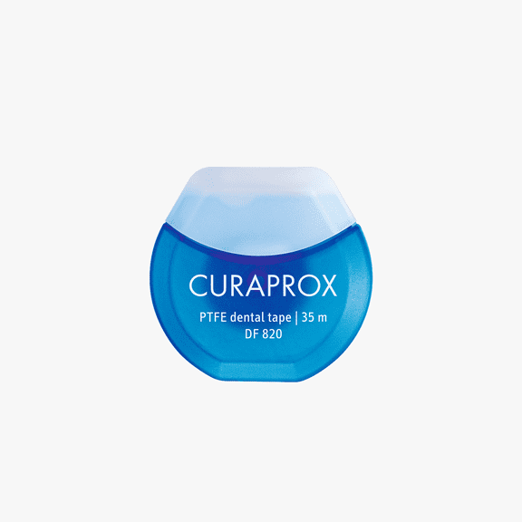 Curaprox DF 820 PTFE Dental Tape, 35m for Smooth, Shred-Resistant Cleaning in Tight Spaces