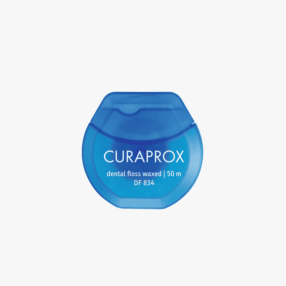 Curaprox DF 834 Dental Floss, Waxed Mint Flavour, 50m for Tight Interdental Spaces