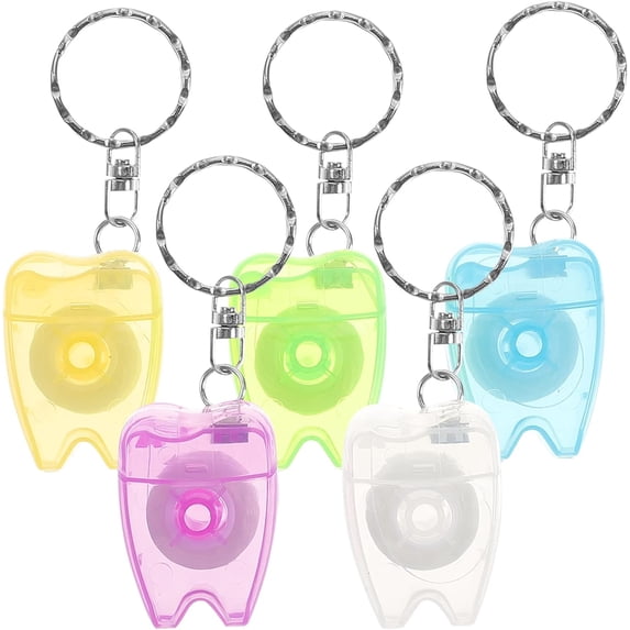 Dental Floss Mini Box Floss Picks Keychain Dental Floss for Home and Travel 5pcs