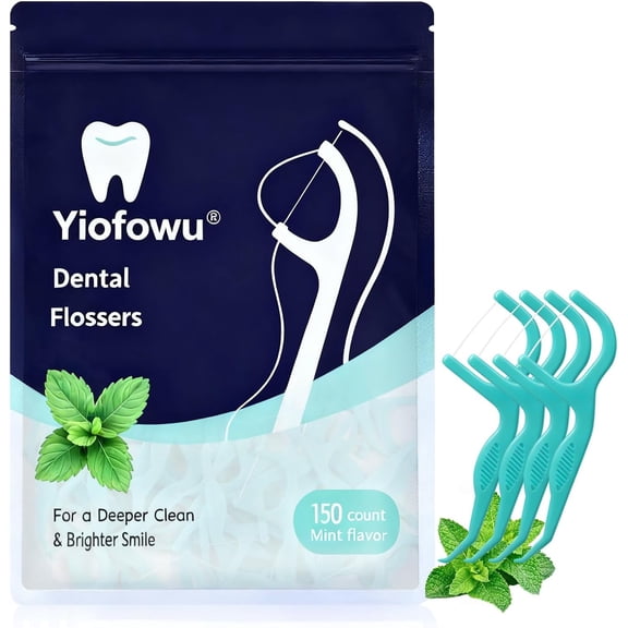 Dental Floss Picks - 1 Pack of 150 Picks - Thin & Shred-Resistant Thread for Tight Gaps | Dental Flossers for Adults | Gentle on s & Teeth(150 Total)
