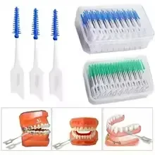 Dental Floss Picks, 200 Count, Soft Rubber Brush Head, Interdental Brushes with Convenient Carry Case,Dual-Ended Toothpick Travel Teeth Cleaning Tools (Green+blue)