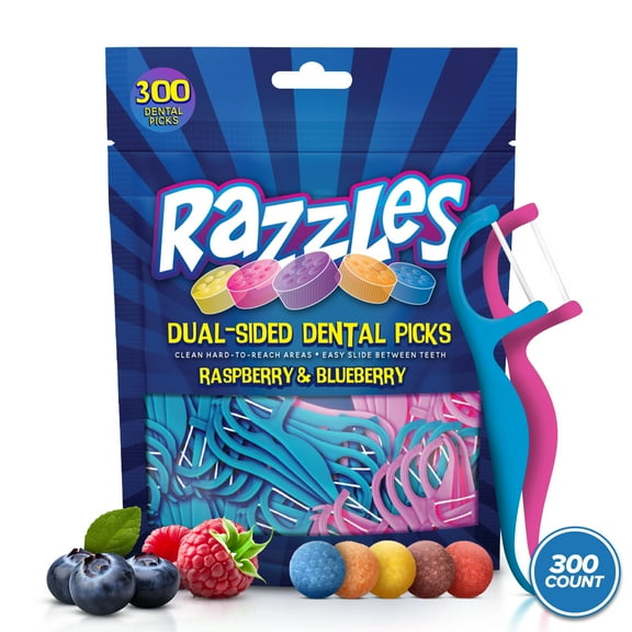 Dental Floss Picks 300 Count Adults Kids Dental Floss Picks Blueberry Raspberry Flavor Toothpick Flosser