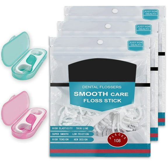Dental Floss Picks, 344 IFF17 Count Tasteless Tooth Flossers With Travel Case for Oral Cleaning - Oral Care for Adults & Kids (3 Bags)