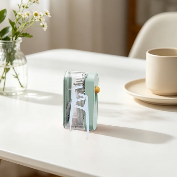 Dental Floss Picks Dispenser, One-Click Pop-Up Floss Organizer with Transparent Cover Non- Base for Bathroom and Daily Use
