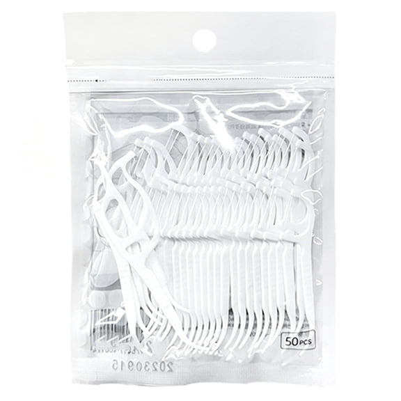 Dental Floss Picks, Easy Grip Handle Floss Sticks, Travel Floss Toothpicks Storage with Sure-Zip Seal, 50 Count