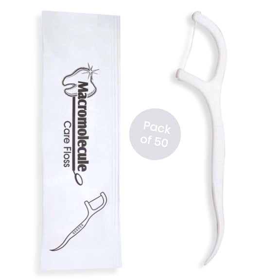 Dental Floss Picks Pack of 50 Individually Wrapped Flossers for Adults & Kids - Travel Dental Picks for Teeth Cleaning & Plaque Removal - No Break & No Shred Floss - Soft on Gum & Teeth