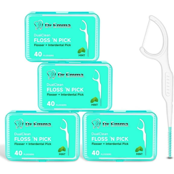 Dental Floss Picks Tooth Flosser for Adults Teeth Cleaning Interdental Picks Mint Flavor Toothpick Stick Soft On Gum & Teeth, 160 Count
