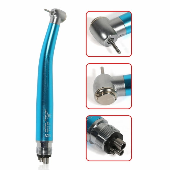 Dental High Speed Colorful Rainbow Push Button Handpiece 4Hole Light Blue