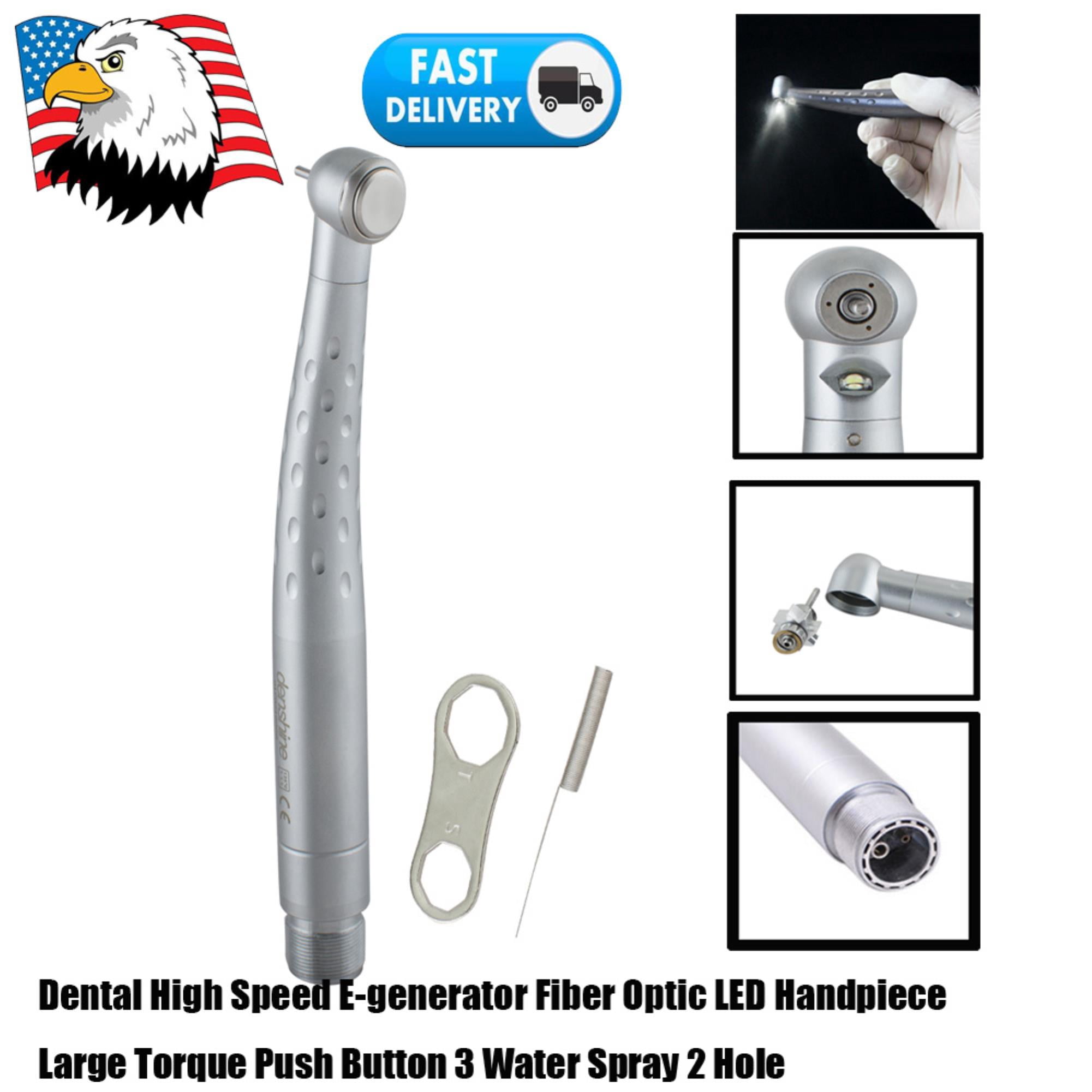 Dental High Speed Handpiece with Fiber Optic 3 Spray  - Large Torque, Precise Procedures, Oval Handle - 2 Hole Design