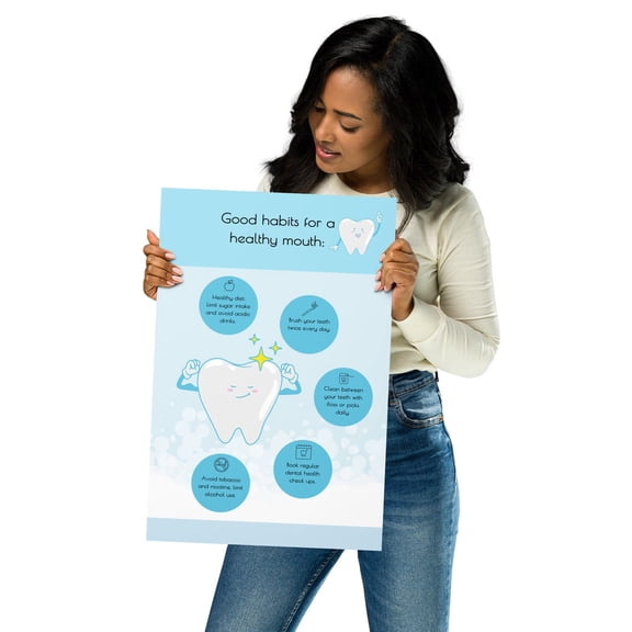 Dental Hygiene Habits Wall Art Print, Unframed Paper Poster 8x10in