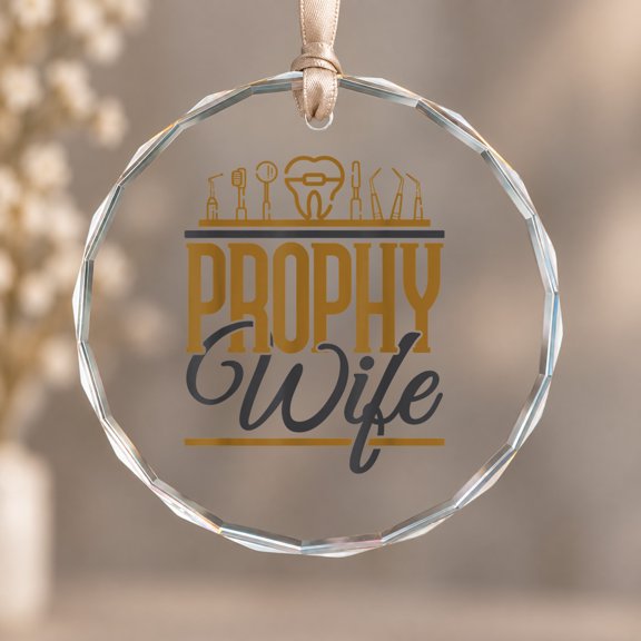 Dental Hygienist Assistant Prophy Wife Christmas Ornament, Romantic Couple Keepsake, Circle Glass Ornament