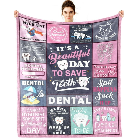 Dental Hygienist Gifts, Dental Hygiene Student Must Haves, Dental Gifts Blanket 50" x 60", Dentist Gift, Dental Hygienist Gifts for Women Student School Graduation Dentist Gift