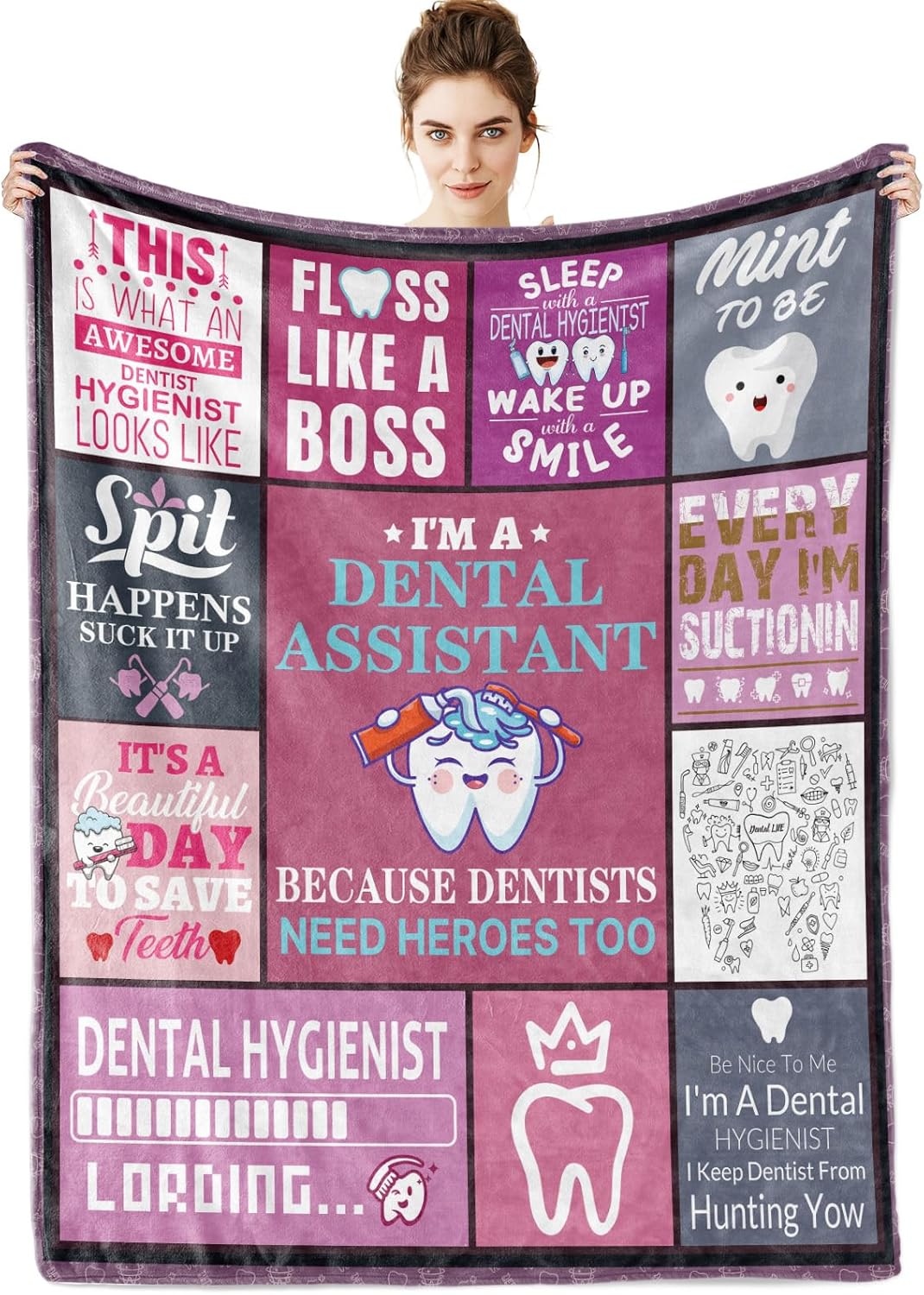 Dental Hygienist Gifts for Women/Men,Gifts for Dentist,Dentist Birthday Throw Blanket Gifts Ideas,Unique Appreciation Gifts Soft Blankets for Bedroom Living Room Couch Bed