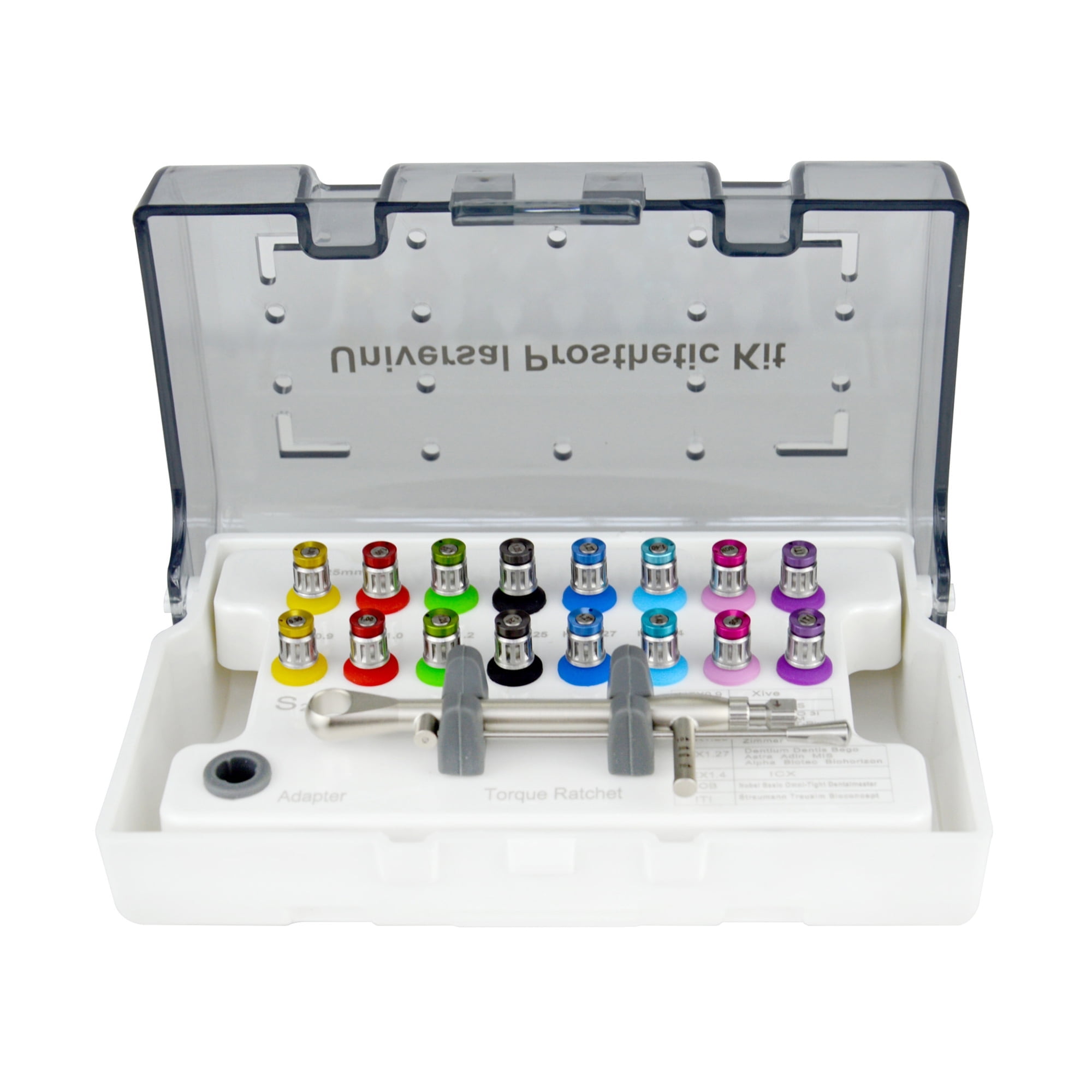 Dental Implant Torque Wrench Set-Include Bib Clips, Universal Prosthetic Kit with Torque Adjustable Ratchet&Screwdrivers 16pcs,10-70Ncm,Fully Autoclavable,Secure/Disassemble Implant Restorations