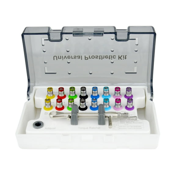Dental Implant Torque Wrench Set-Include Bib Clips, Universal Prosthetic Kit with Torque Adjustable Ratchet&Screwdrivers 16pcs,10-70Ncm,Fully Autoclavable,Secure/Disassemble Implant Restorations