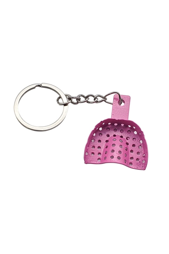 Dental Impression Tray Keychain Dentist Student Novelty Gift Stainless Steel Artman Instruments (Pink)