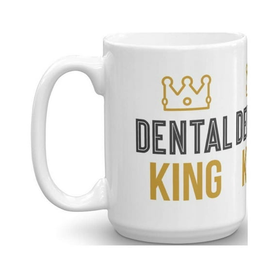 Dental King Crown White Coffee & Tea Gift Mug, Novelties, Office Décor, Party Supplies, Accessories, Utensils, Ornament, Products And Pen Container For A Professional Male Dentist (15oz)