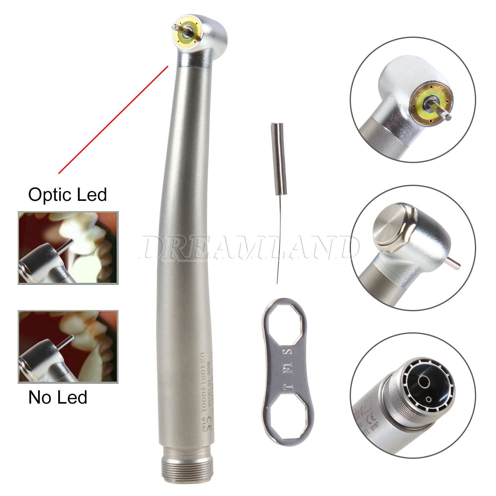 NSK Style Dental E-generator Shadowless Ring LED High Speed Handpiece 4 Spray 2 Hole
