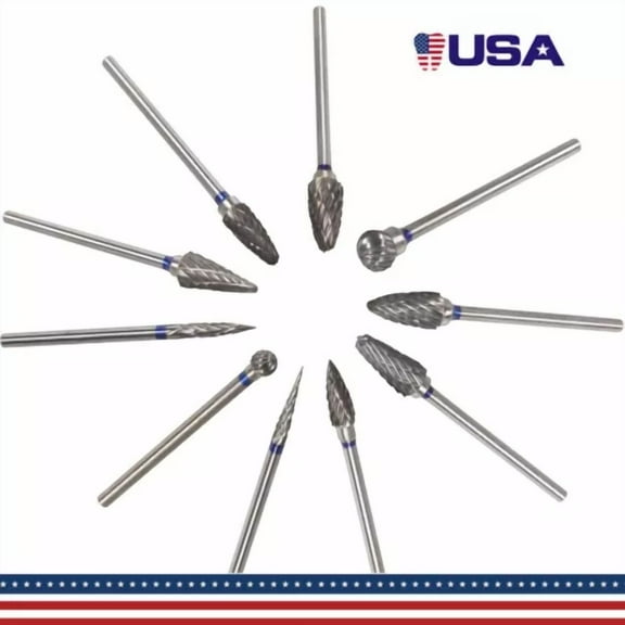 Dental Lab 2.35Mm Shank Polishing Bur Drills Carbide Steel Burs Burrs 10Pcs Ns