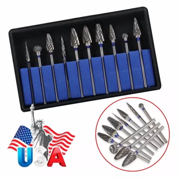 Dental Lab Polishing Burs Drills 2.35Mm Carbide Steel Burs Burrs 10 Pcs/Kit Dl