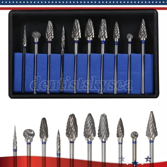 Dental Lab Polishing Drills Tungsten Steel Carbide Bur Hp 2.35Mm Burs 10 Model