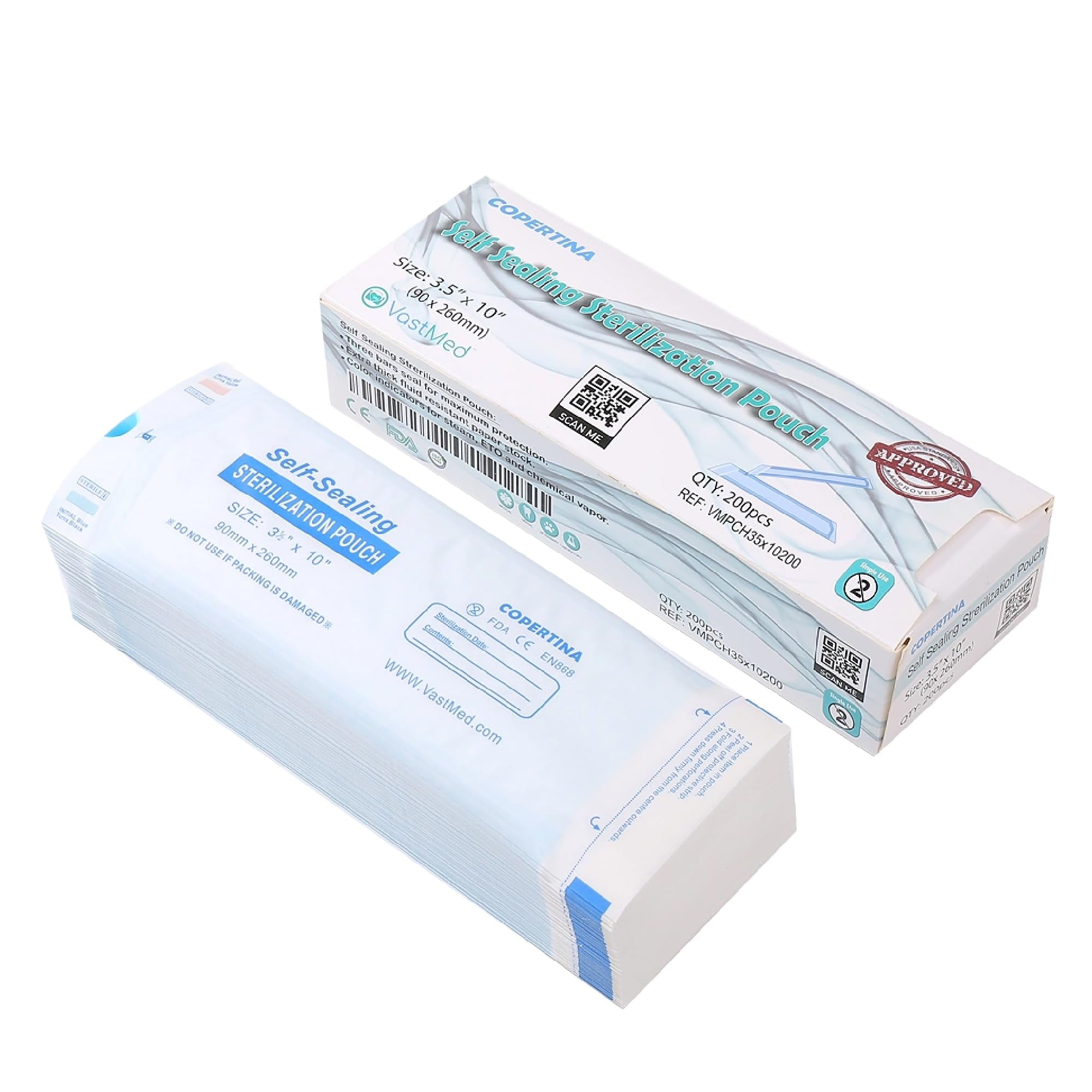 Dental Medical Grade COPERTINA Self Seal Sterilization Pouches with Dual Indicators for Dental