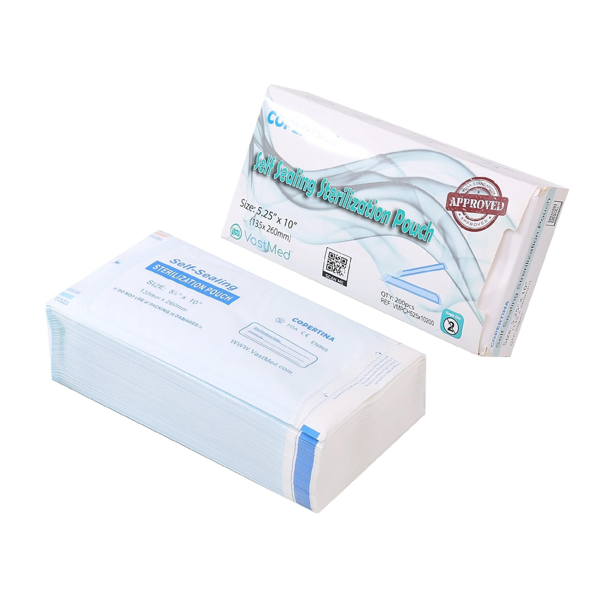 Dental Medical Grade COPERTINA Self Seal Sterilization Pouches with Dual Indicators for Dental