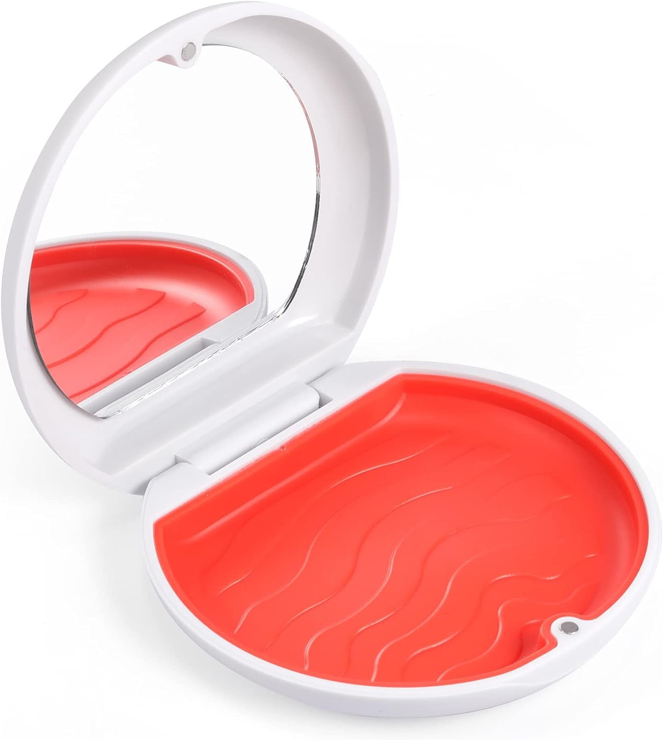 Dental Mouthguard Case Orthodontic Retainer Case with Mirror, Denture Holder Box Mouthpiece Case Partial Denture Case Nightguard Dental Box - White
