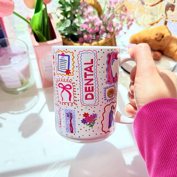 Dental Mug  Colorful Tooth Art, Dentist Gift