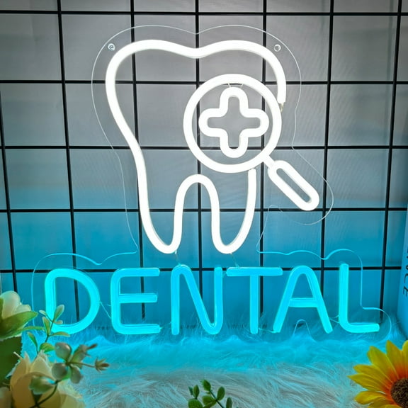 Dental Neon Sign for Wall Decor, Dental Office Led Signs, Dentist Accessories Decoration, Dimmable Tooth Neon Light Sign Decoration, USB Powered Light Up Signs Gifts