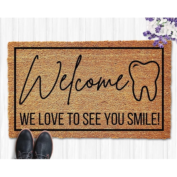 Dental Office Welcome Mat, Dentist Doormat, Welcome Mat, Funny Door Mat, Business Doormat, Dentist Gift, Dental Office Decor, Dental Hygiene Home Kitchen Balcony Decoration Decorations Mats 16x24 Inch