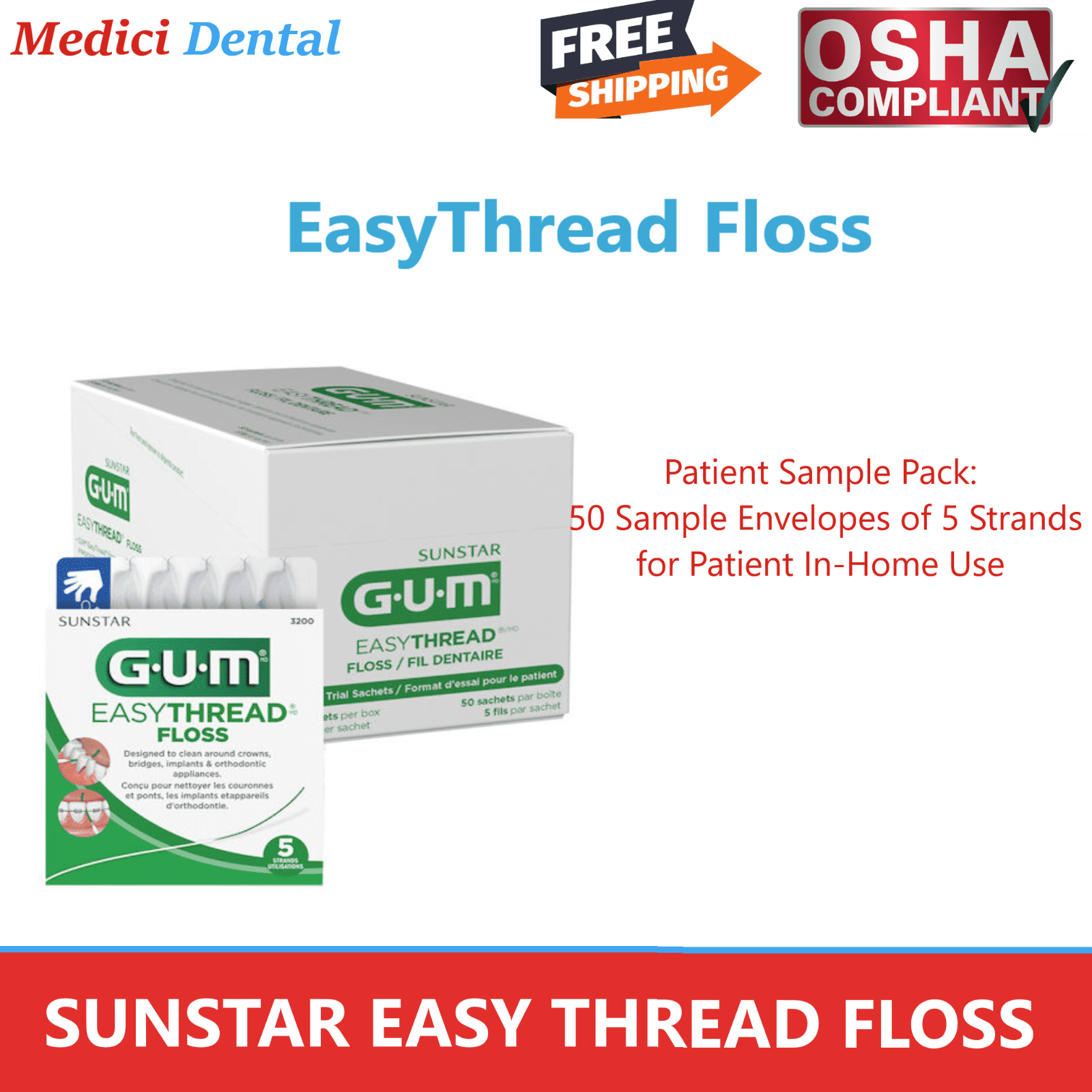 Sunstar Thread Dental SUNSTAR EASY THREAD FLOSS Ortho EasyThread Floss Patient Sample ...