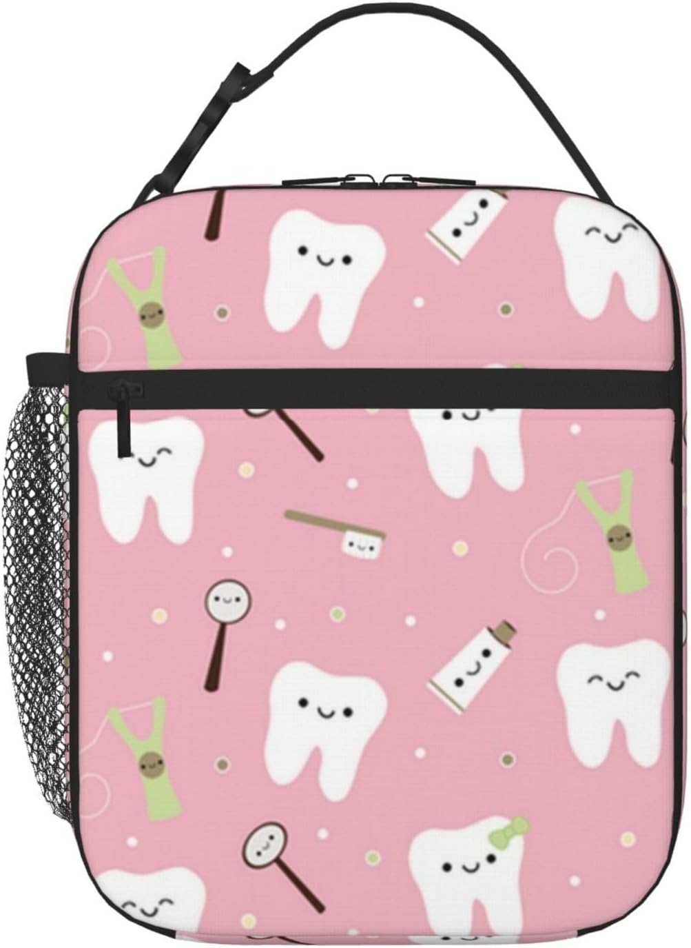 Dental Teeth Fabric Toothpaste Pink Lunch Bag For Men Women Insulated