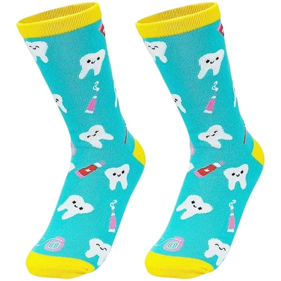 Dental Teeth Socks for Women Men Funny Tooth Socks Dental Hygiene Graduation Gifts Novelty Teeth Sock Cute Dentist Gift for Casual