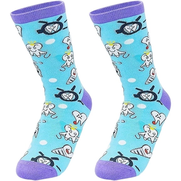 Dental Teeth Socks for Women Men Funny Tooth Socks Dental Hygiene Graduation Gifts Novelty Teeth Sock Cute Dentist Gift for Casual