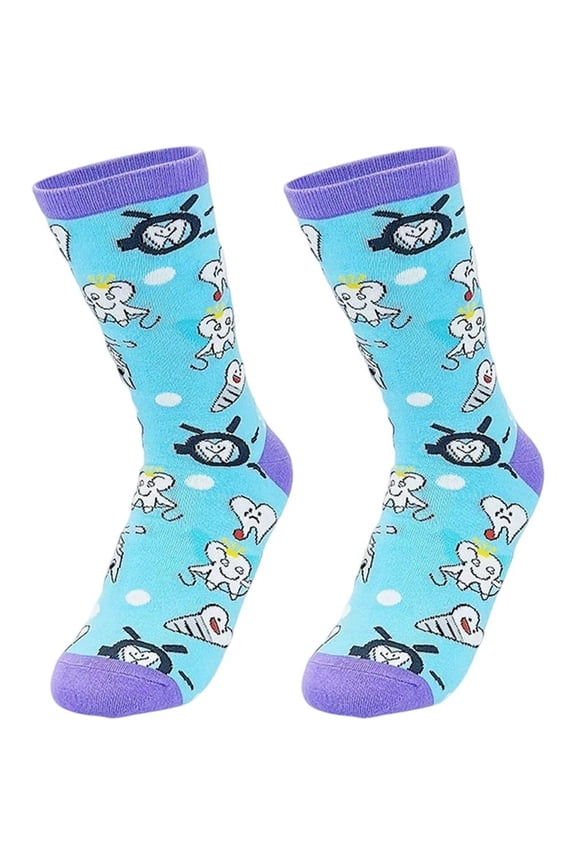 Dental Teeth Socks for Women Men Funny Tooth Socks Dental Hygiene Graduation Gifts Novelty Teeth Sock Cute Dentist Gift for Casual