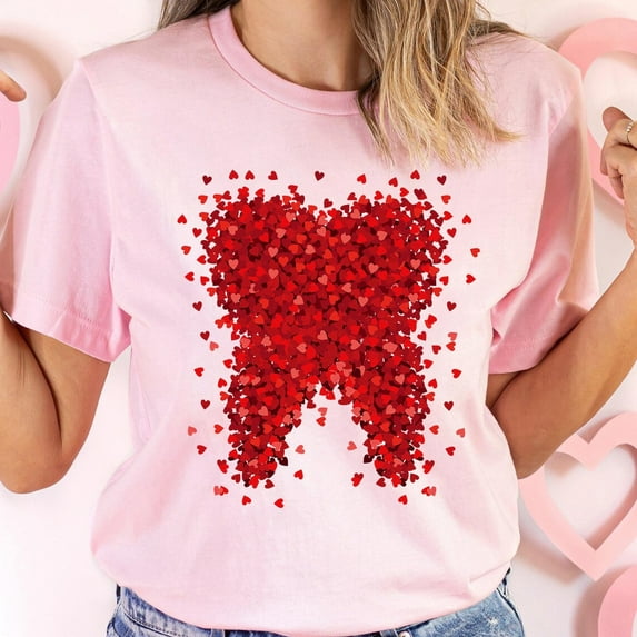 Dental Teeth Valentine's Day Shirt, Valentine Day Cute Red Hearts Dentist Heart Shirt, Dental Assistant Gift, Dental Hygienist Shirt Sweatshirt All Size S-5XL