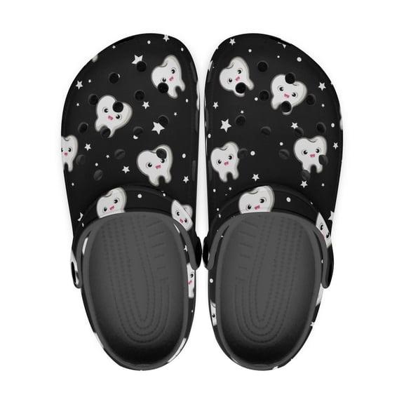 Dental Theme Black Sole Clog Shoes