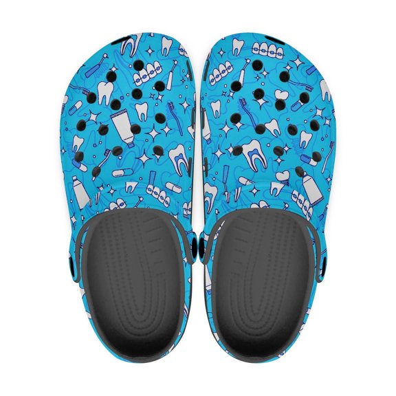 Dental Theme Black Sole Clog Shoes